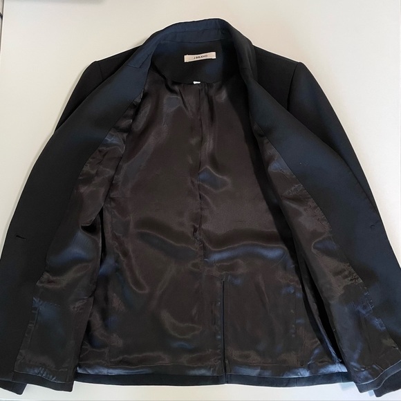 J Brand Two Tone Blazer Button Front Suit Jacket Black Size 2 Classic Neutral - Picture 8 of 12